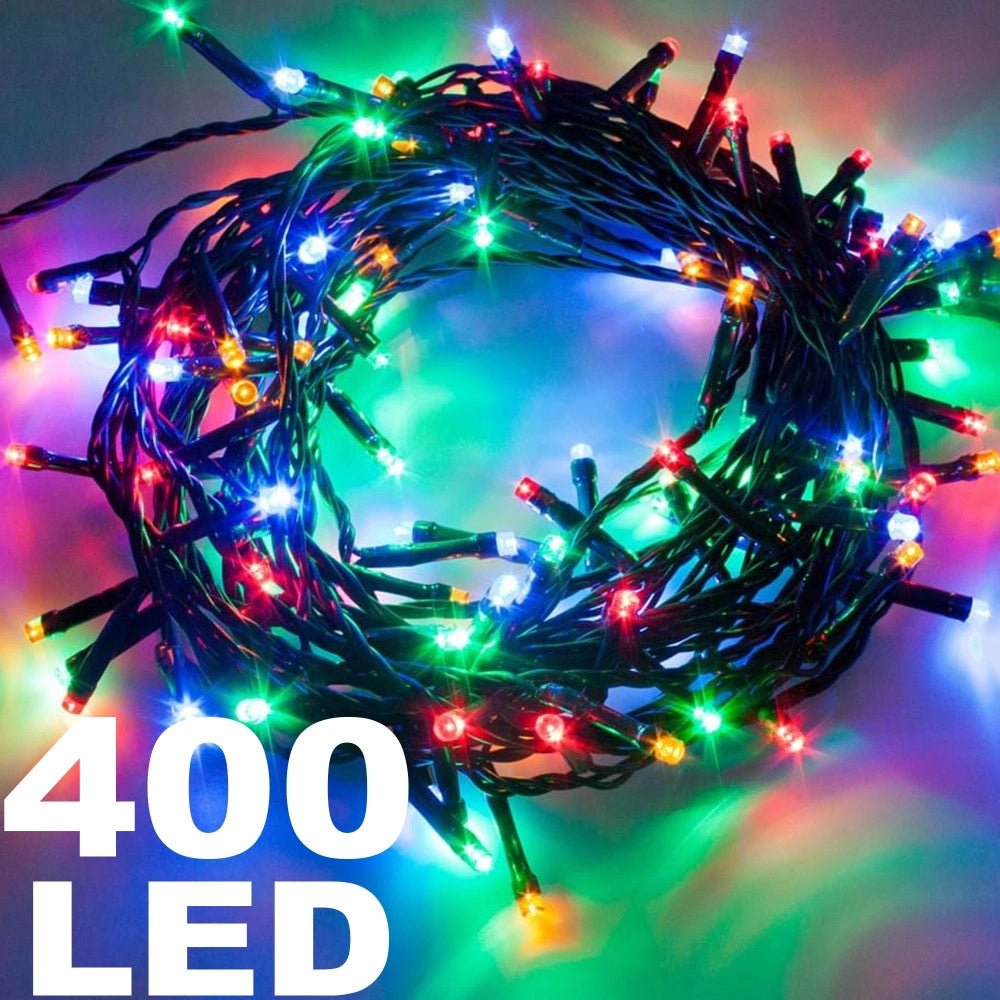 Trade Shop - Catena Luminosa 400 Luci Led Lucciole Multicolore Controller 8 Funzioni Interno -