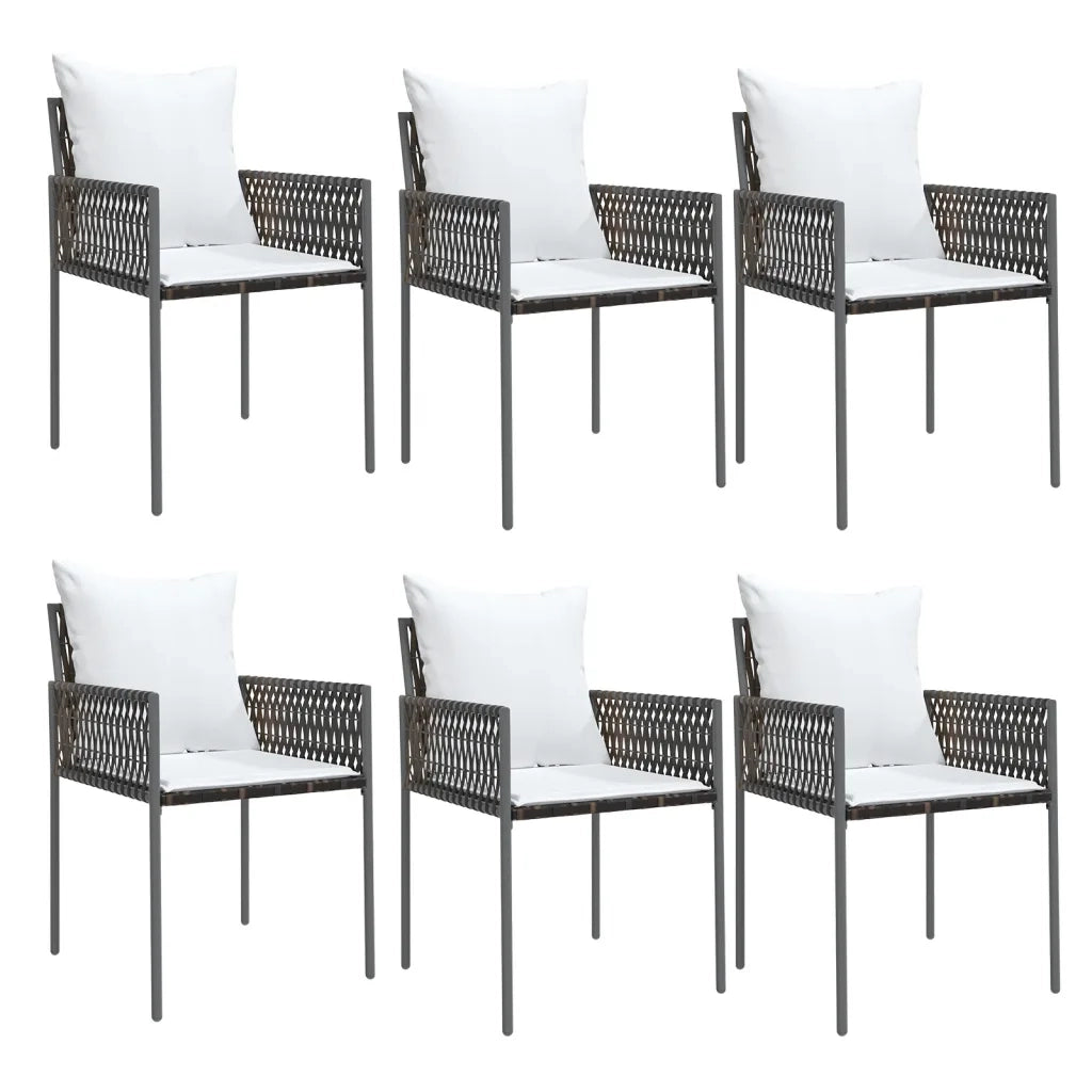 Set Pranzo da Giardino 7 pz con Cuscini in Polyrattan e Acciaio 3187054