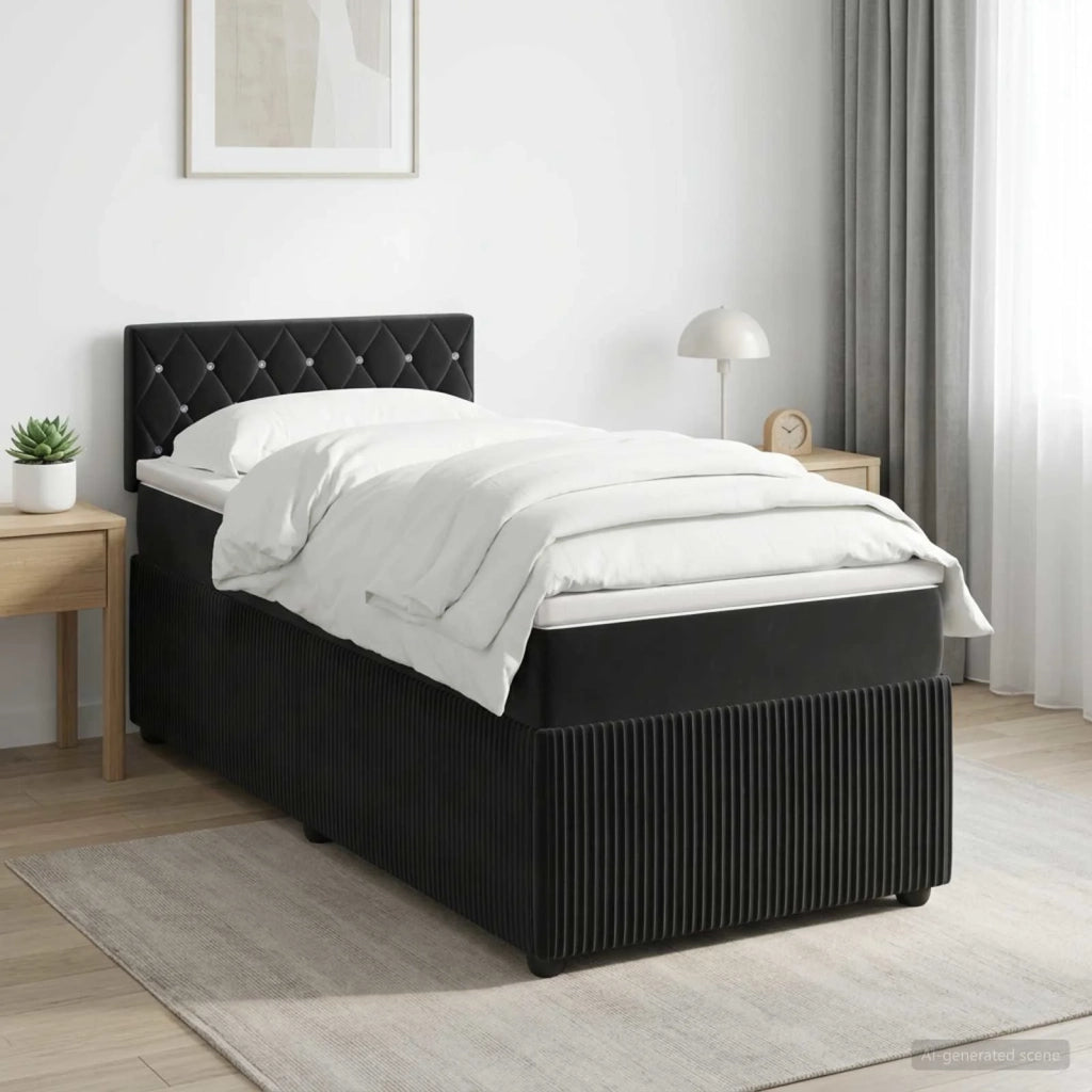 Letto box spring con materasso Nero 80 x 200 cm Velluto 3451561