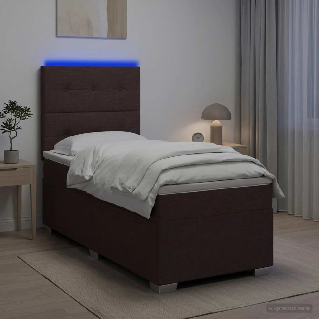Letto box spring con materasso Marrone Scuro 80 x 200 cm 3454743