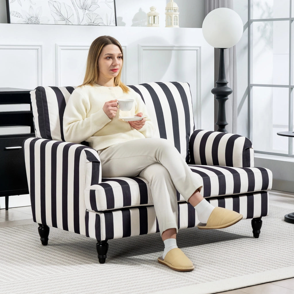 Poltrona Relax in Velluto ¨C Minimal ¨C Nero e Bianco 115x82x82