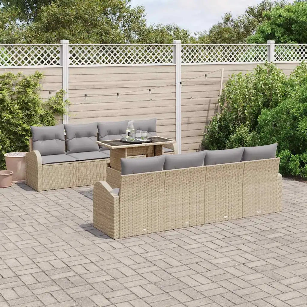 Set Divano da Giardino con cuscino 7 pcs Beige Poly Rattan 3348606