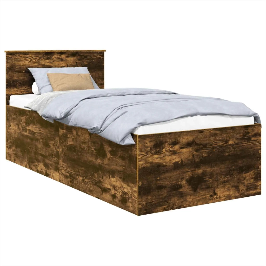 Letto singolo | Letto per adulti | Struttura del letto Rovere fum¨¦ 75 x 190 cm Legno multistrato
