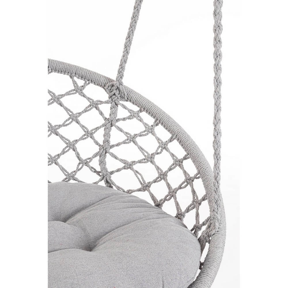 Poltrona Amaca Pensile in Macramé con Cuscino Rotonda - MONTANA