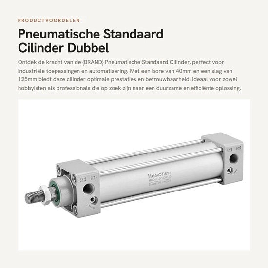 Cilindro pneumatico standard a doppio mandrino - diametro 40mm - corsa 125mm - porta PT1/4 - per uso industriale