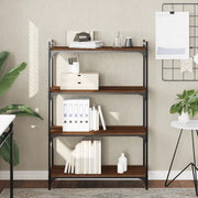 Libreria 4 Ripiani-Scaffale per Libri-Mobile di Stoccaggio Rovere Marrone 80x30x120cm Legno Multistrato
