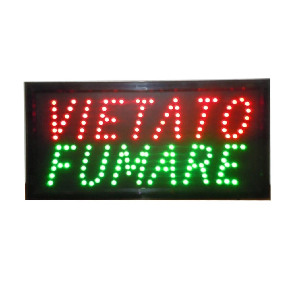 INSEGNA LUMINOSA LED VIETATO FUMARE 220V NEGOZIO BAR VETRINA LOCALE CM 48X25