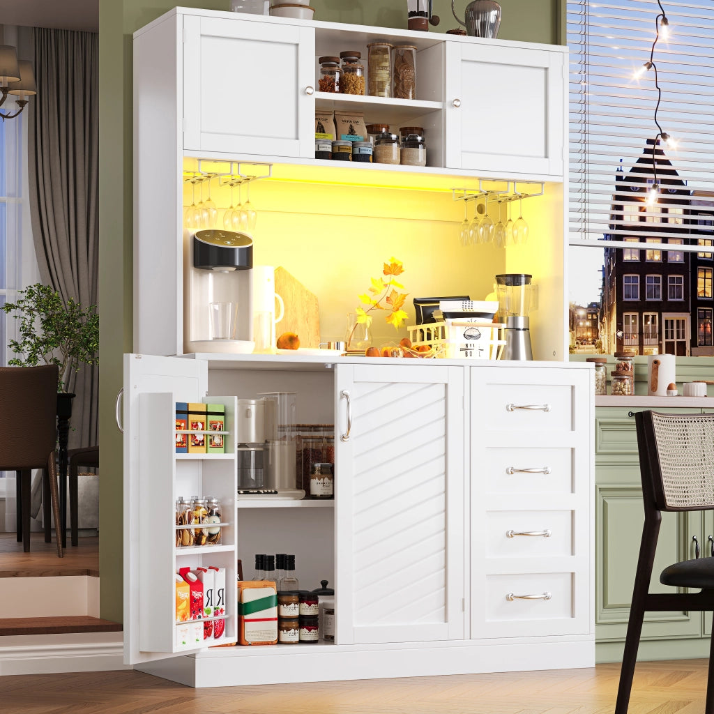 Mobile Buffet con LED, Cassetti e Ripiani ¨C MINIMAL ¨C Verde/Nero/Bianco 120x40x188