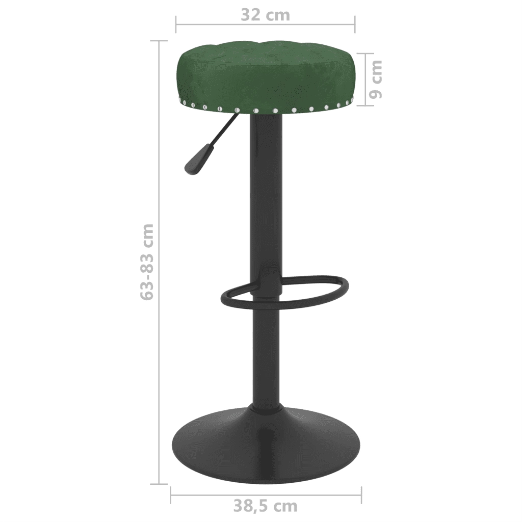 Sgabelli da Bar 2 pz Verde Scuro in Velluto 332998