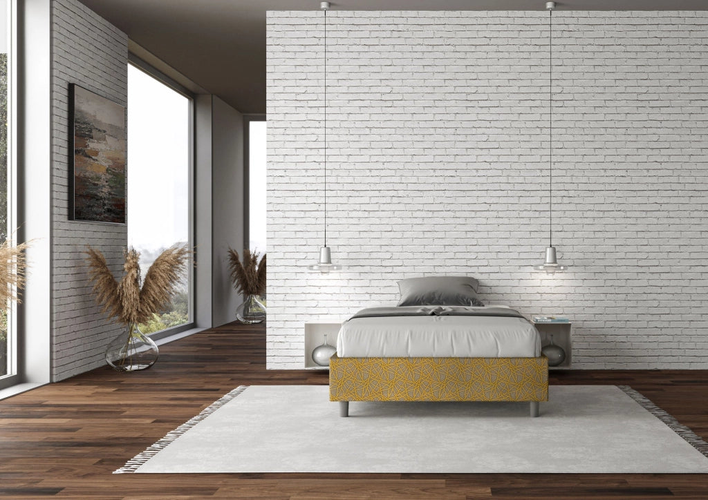 Letto 1 Piazza e Mezzo Sommier 120x190 cm Senza Rete Azelia Era 06 Giallo