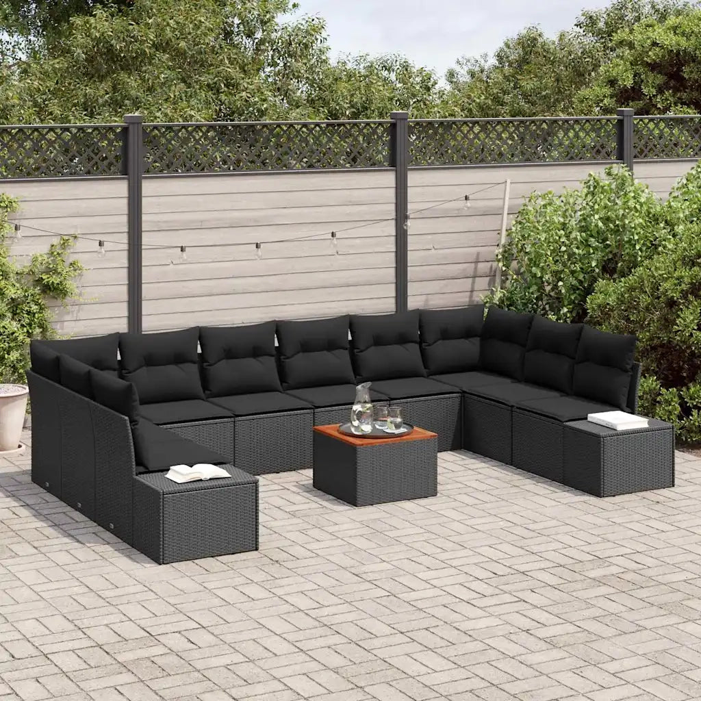 Set Divano da Giardino con archiviazione 11 pcs Nero 3356679
