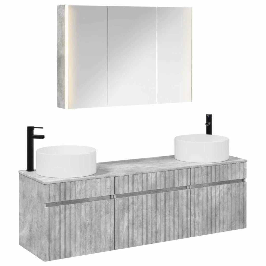 Set di Armadi da Bagno 4 pz Grigio Cemento Legno ingegnerizzato 3406666