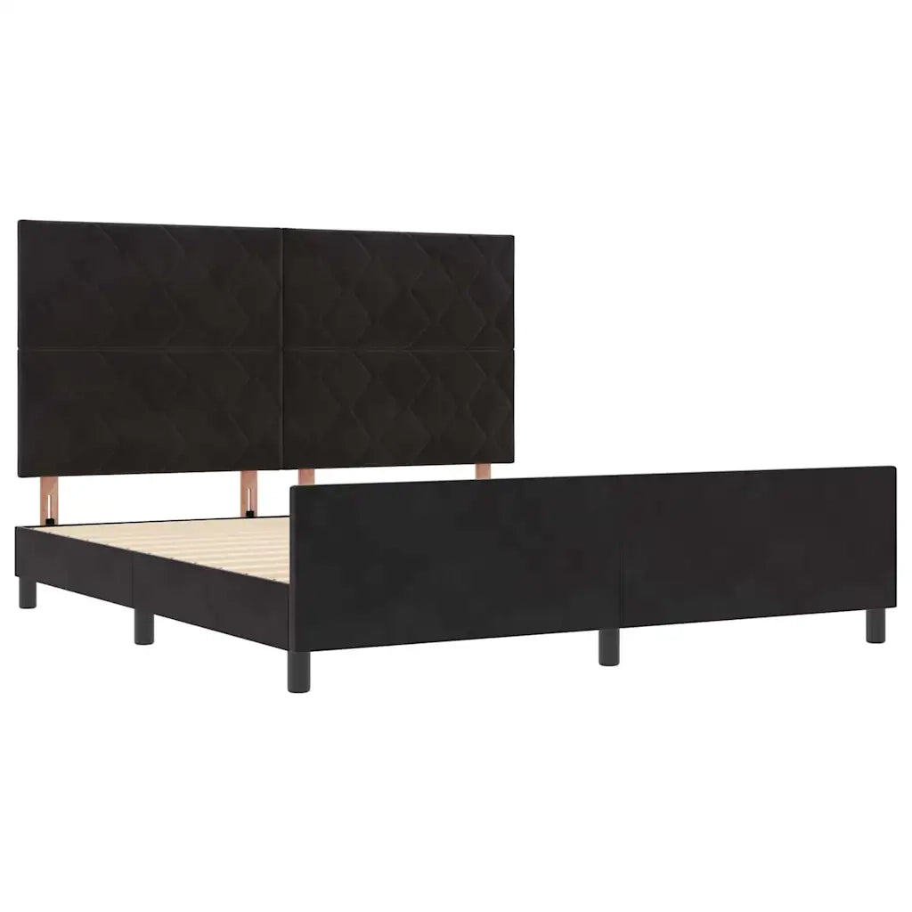 Letto a molle con testiera Nero 180 x 200 cm Velluto