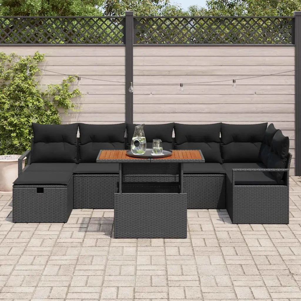 Set Divano da Giardino 8 pcs Nero polyrattan 3361338