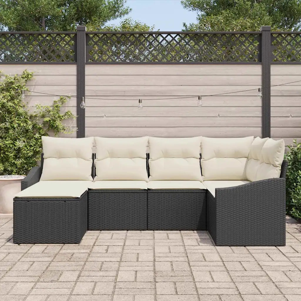 Set di divani con cuscino 6 pcs Nero polyrattan 3346787