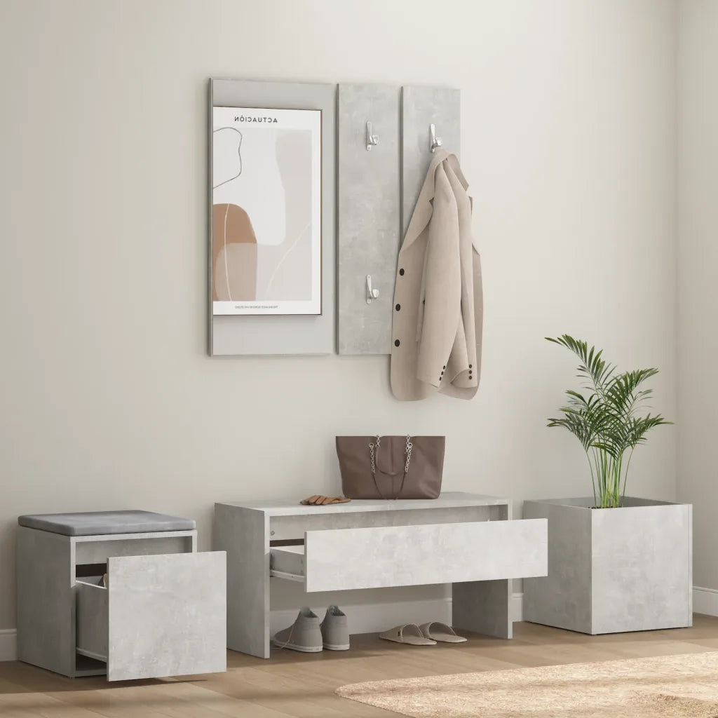Set di Mobili da Corridoio Grigio Cemento in Legno Multistrato 3082066
