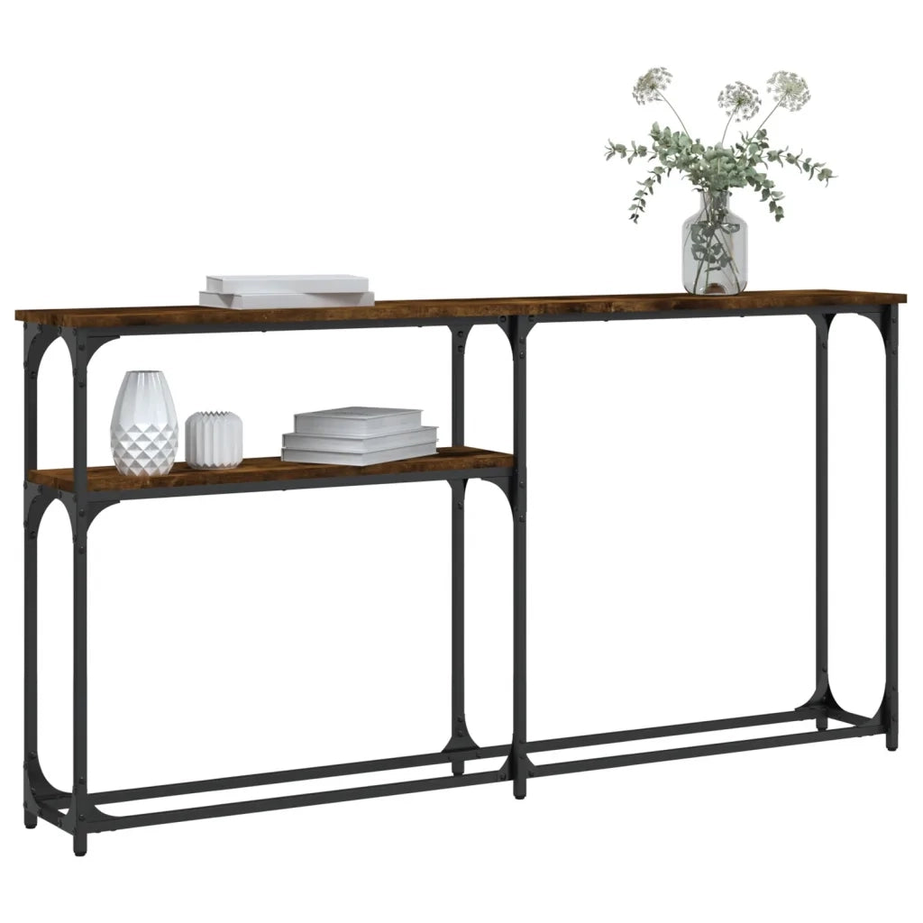 Tavolino Consolle | Tavolo d'Ingresso Rovere Fumo 145x22,5x75 cm Legno Multistrato
