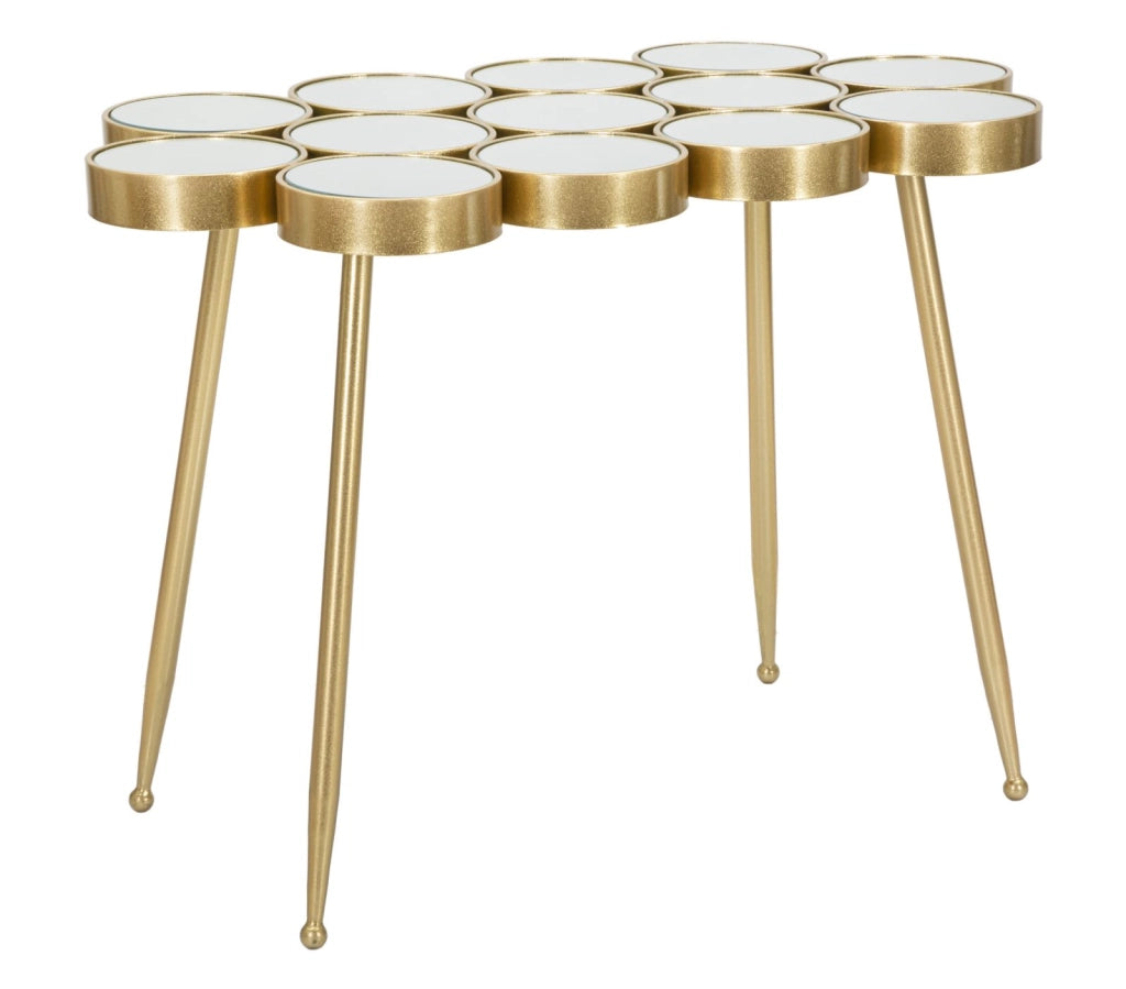 Tavolino Buttle 100x70x55 cm in Ferro e MDF Oro