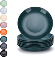 Set di Piatti in Plastica da 8 Pezzi 16cm Resistenti al Colpo e Riciclabili per Tutti gli Usi e per Tutte le Età Sicuri al Microonde Liberi da BPA Sicuri in Lavastoviglie - Verde Scuro