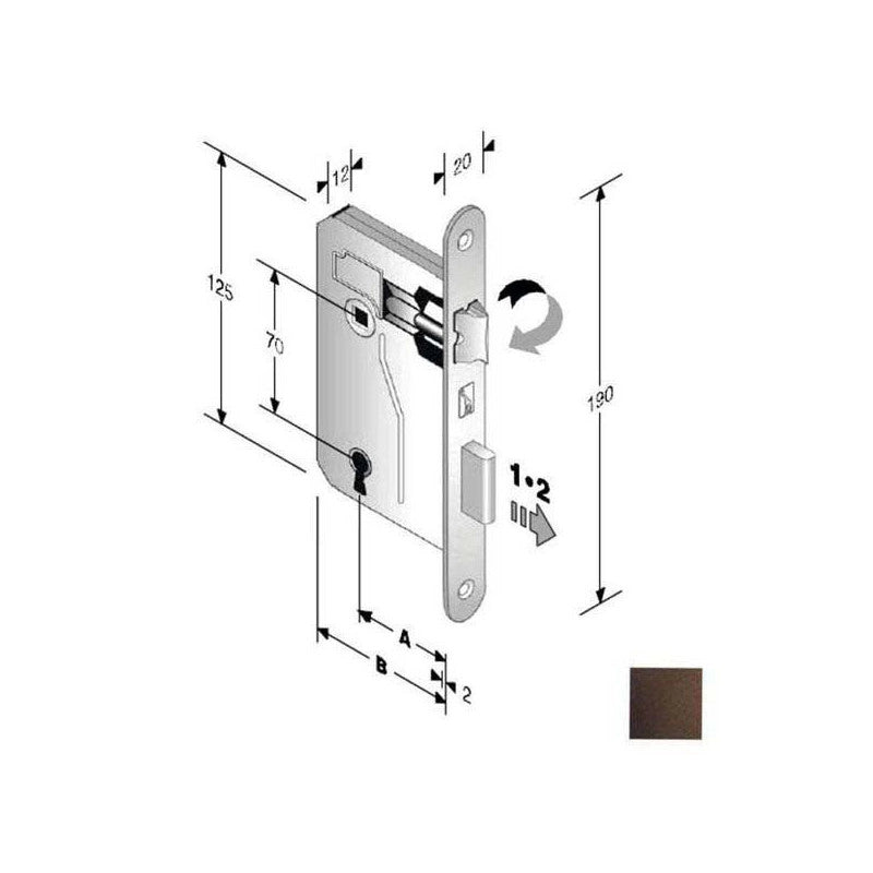 Serratura Patent Mm 8X70 E35 Bt Bronzata Gb