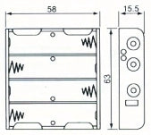 Portapile per 4 stilo (aa) con presa polarizzata in linea