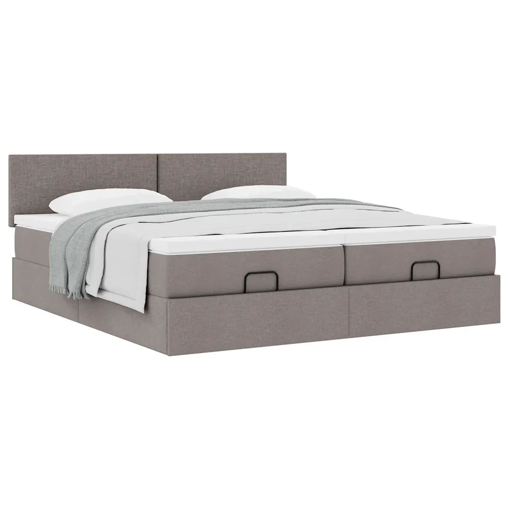 Struttura Letto Pouf con Materassi Tortora 180x200cm in Tessuto 3311977