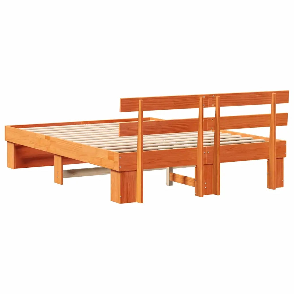 Letto matrimoniale | Letto per adulti | Struttura del letto Marrone cerato 160 x 200 cm Pino massello