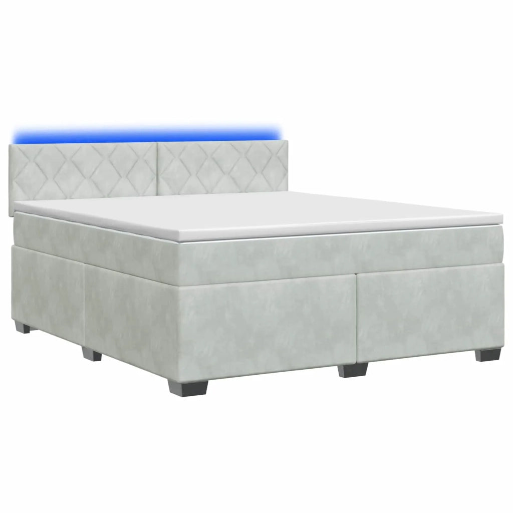 Letto con Box Spring, Materasso e LED Grigio Chiaro Velluto 3452216