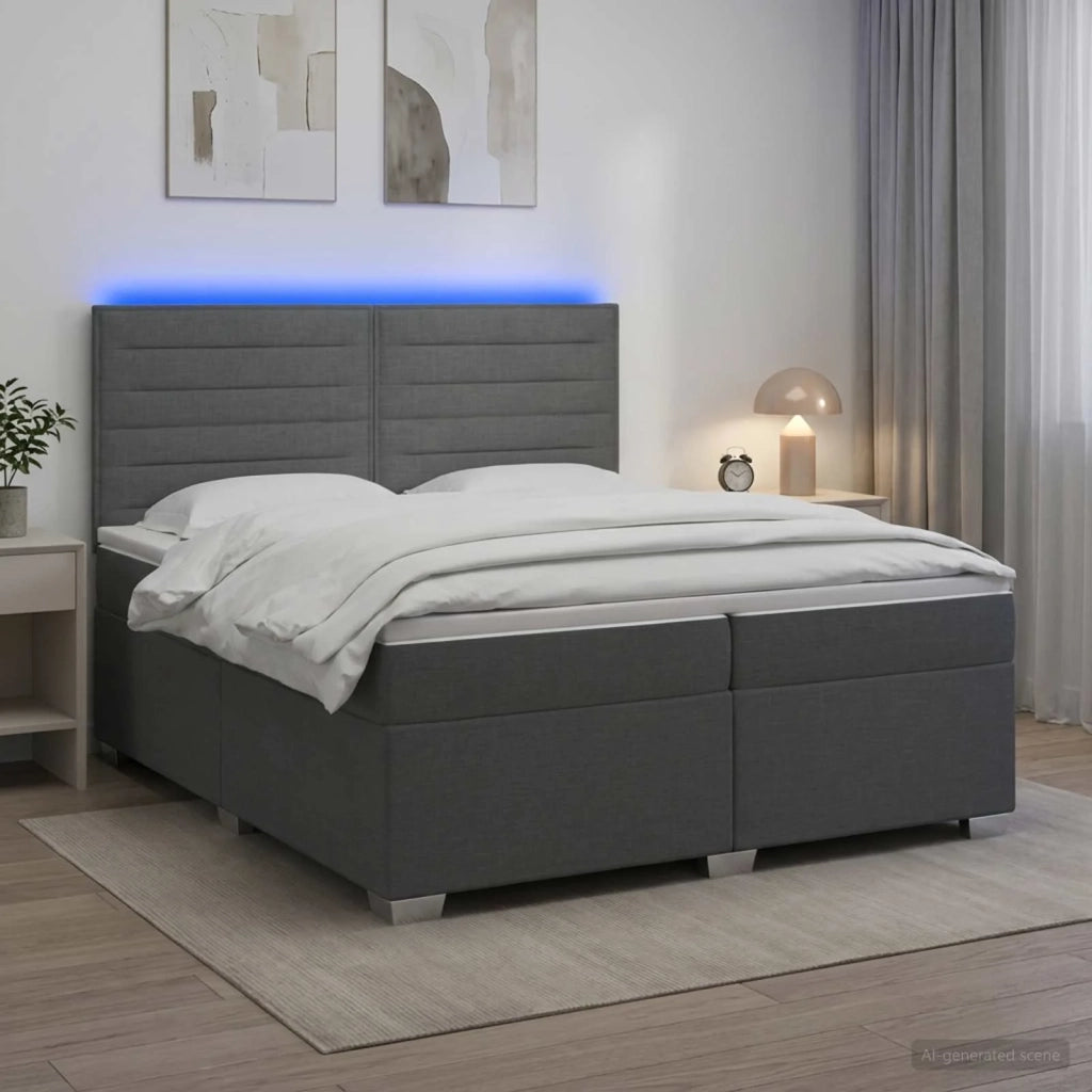 Letto box spring con materasso Grigio Scuro 200 x 200 cm 3454944
