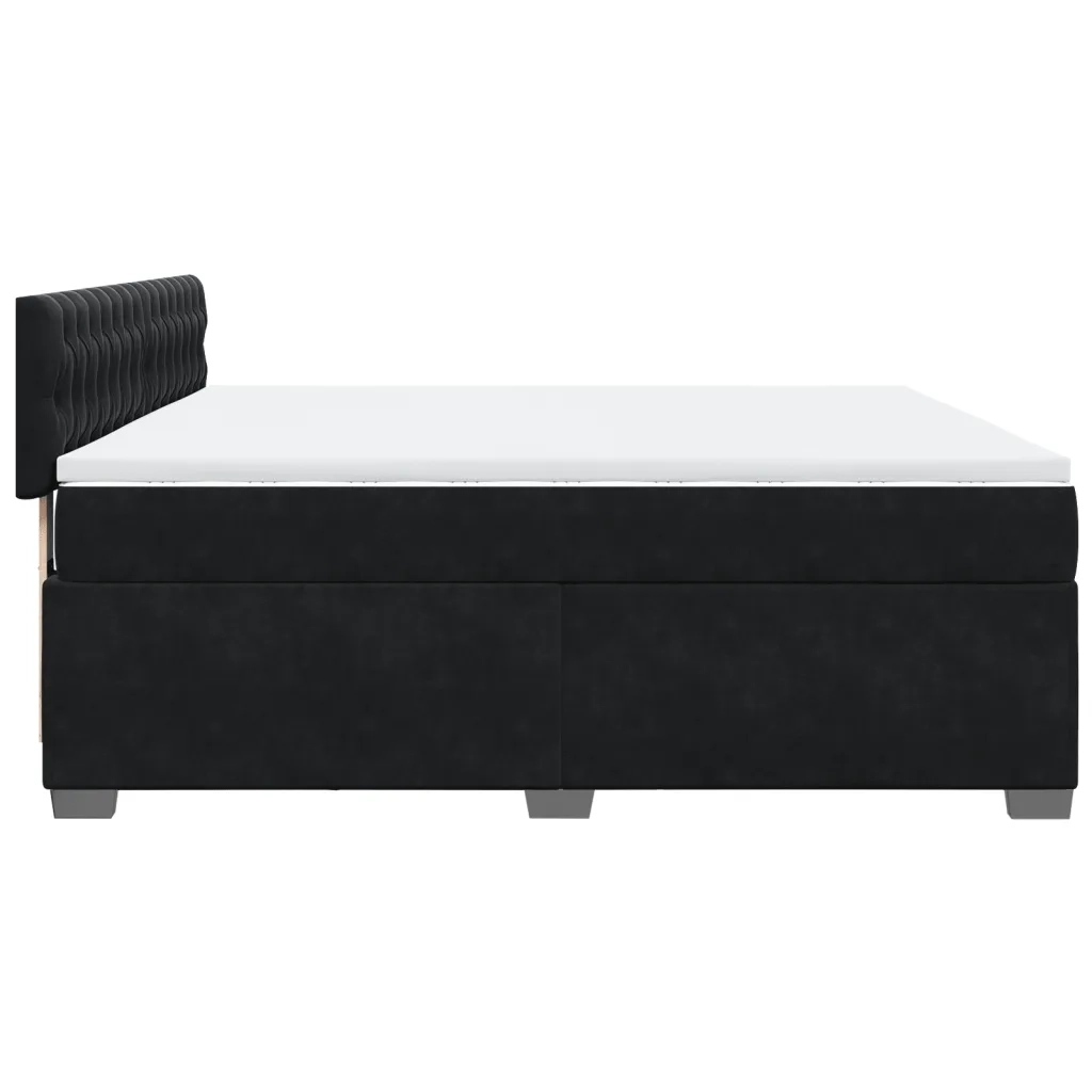 Giroletto a Molle con Materasso Nero 180x200 cm in Velluto