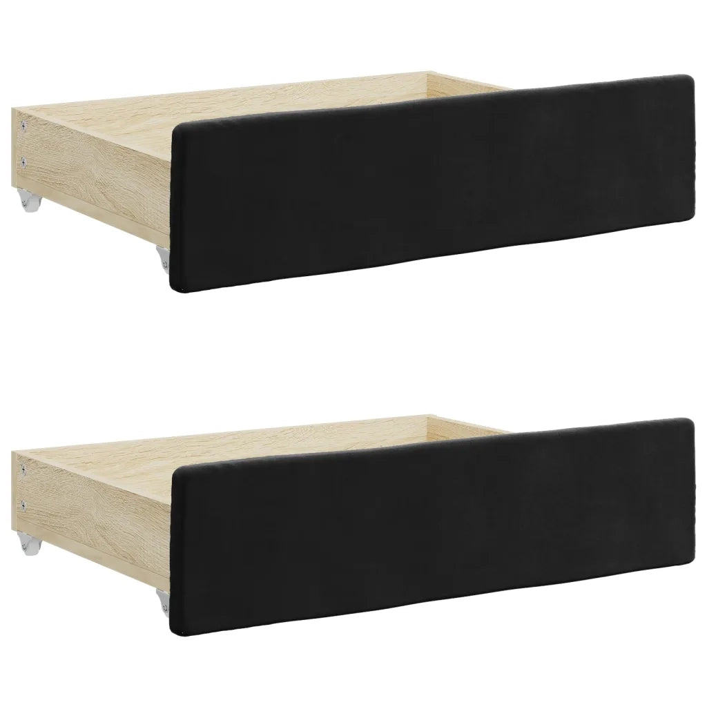 Divano Letto Estraibile con Cassetti Nero 90x190 cm in Velluto 3197834