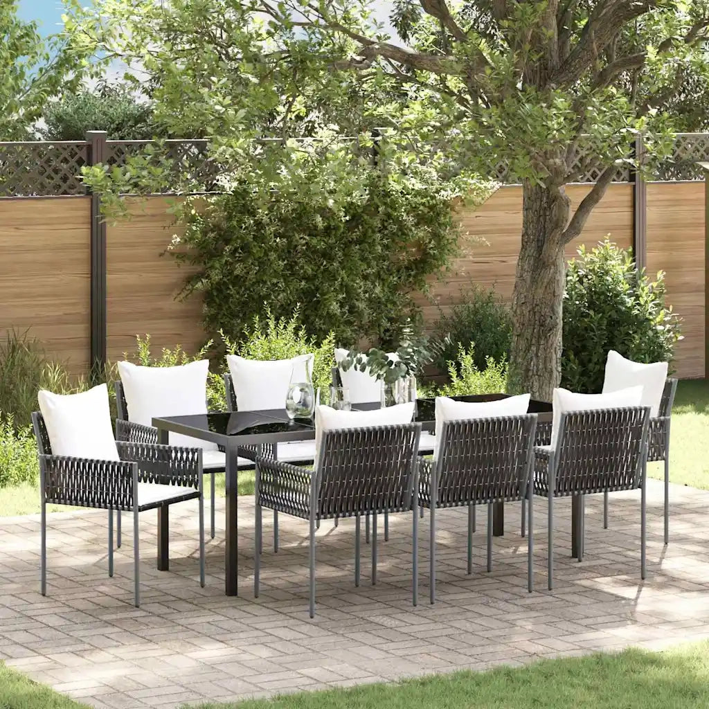 Set da Pranzo per Giardino 9 pcs Marrone e Nero Rattan in PE 3379099