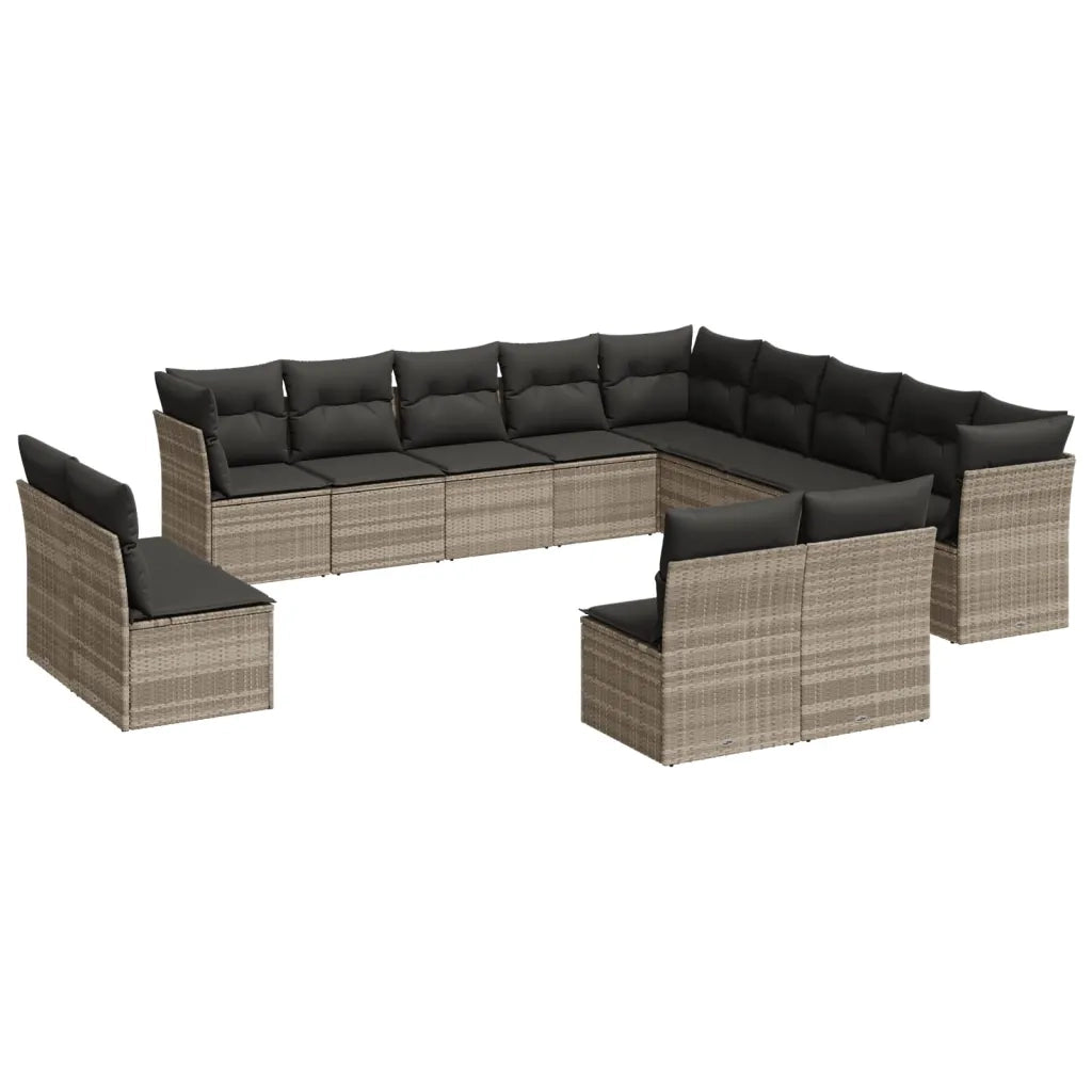 Set Divani Giardino 13 pz con Cuscini Grigio Chiaro Polyrattan 3250331