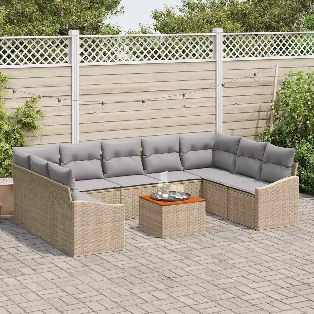 Set Divano da Giardino 10 pcs Beige e Grigio Chiaro polyrattan 3356544