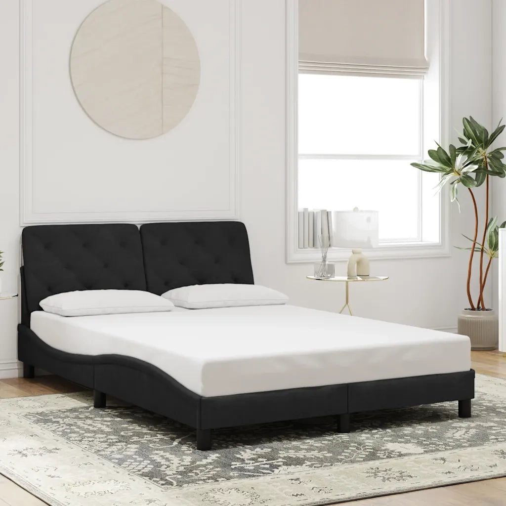 Letto matrimoniale | Letto per adulti | Giroletto senza Materasso Nero 140x200 cm in Velluto