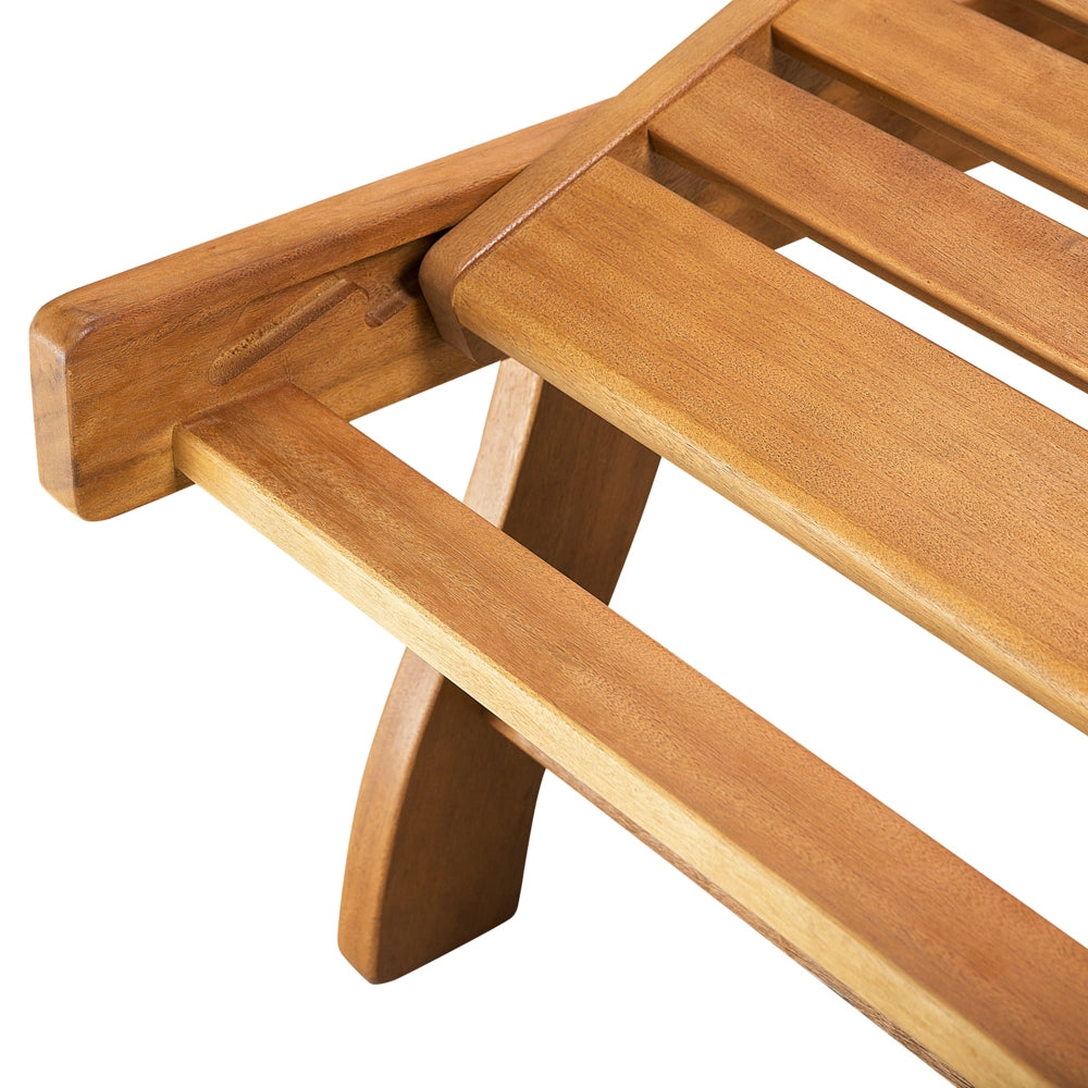 Lettino Prendisole Regolabile con Ruote in Legno Acacia Resistente