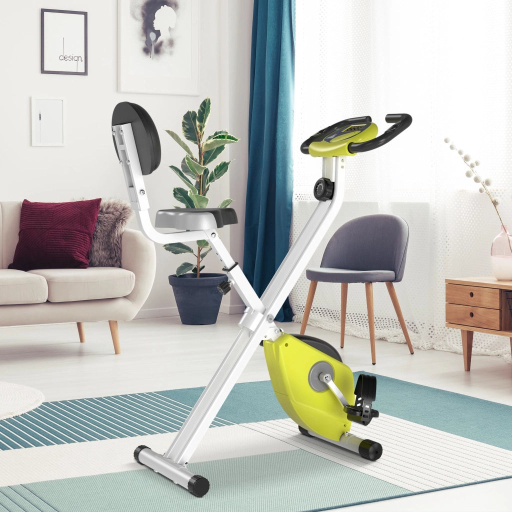 Cyclette Pieghevole Magnetica ¨C Xylo ¨C 8 Livelli Resistenza, LCD, 43x97x109cm, Giallo