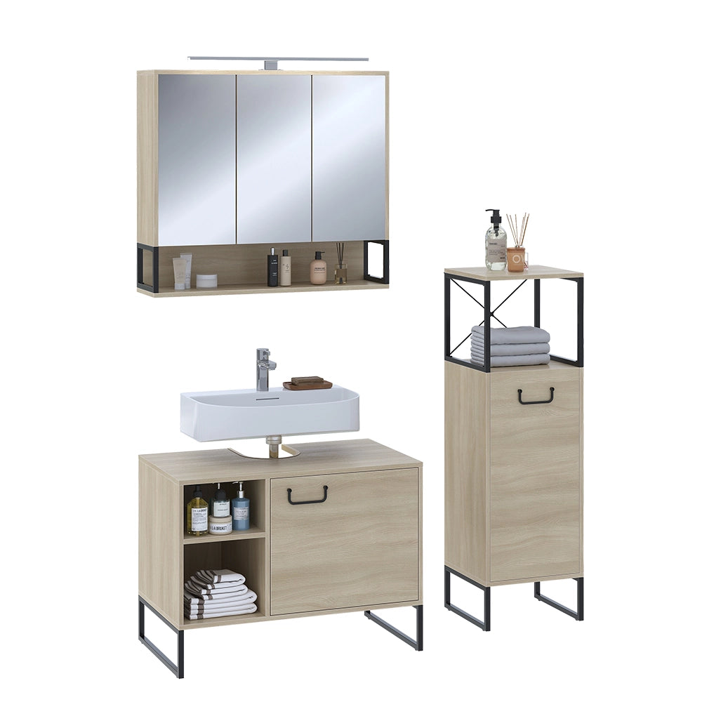 Vicco Set di mobili da bagno Rovere 3 parti