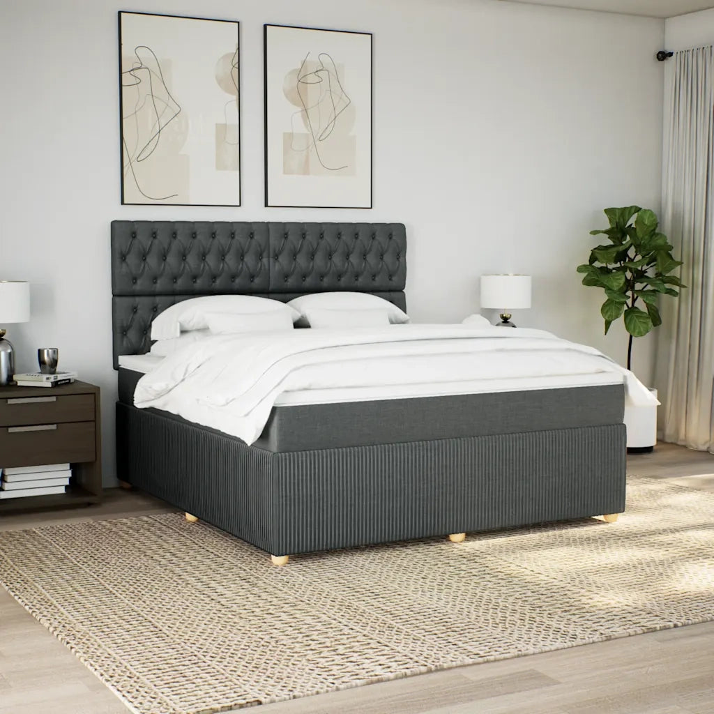 Giroletto a Molle con Materasso Grigio Scuro 180x200 cm Tessuto