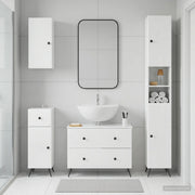 Set di Mobili da Bagno da 4 Pezzi BREDA Bianco Lucido 3417967