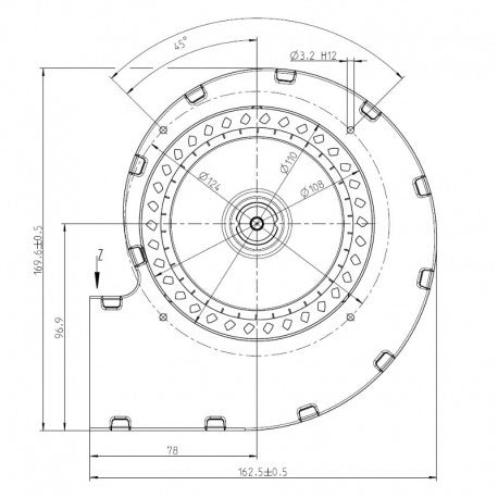 Ventilatore centrifugo EBM RLA108/0042A85-3025LH-82