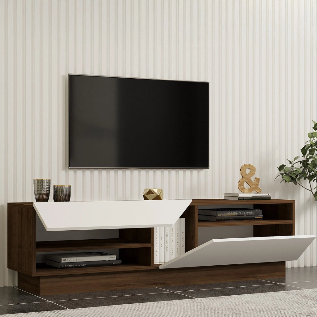 Spilinga, Mobile Porta tv 2 Ripiani, 160x40x45h cm Bianco