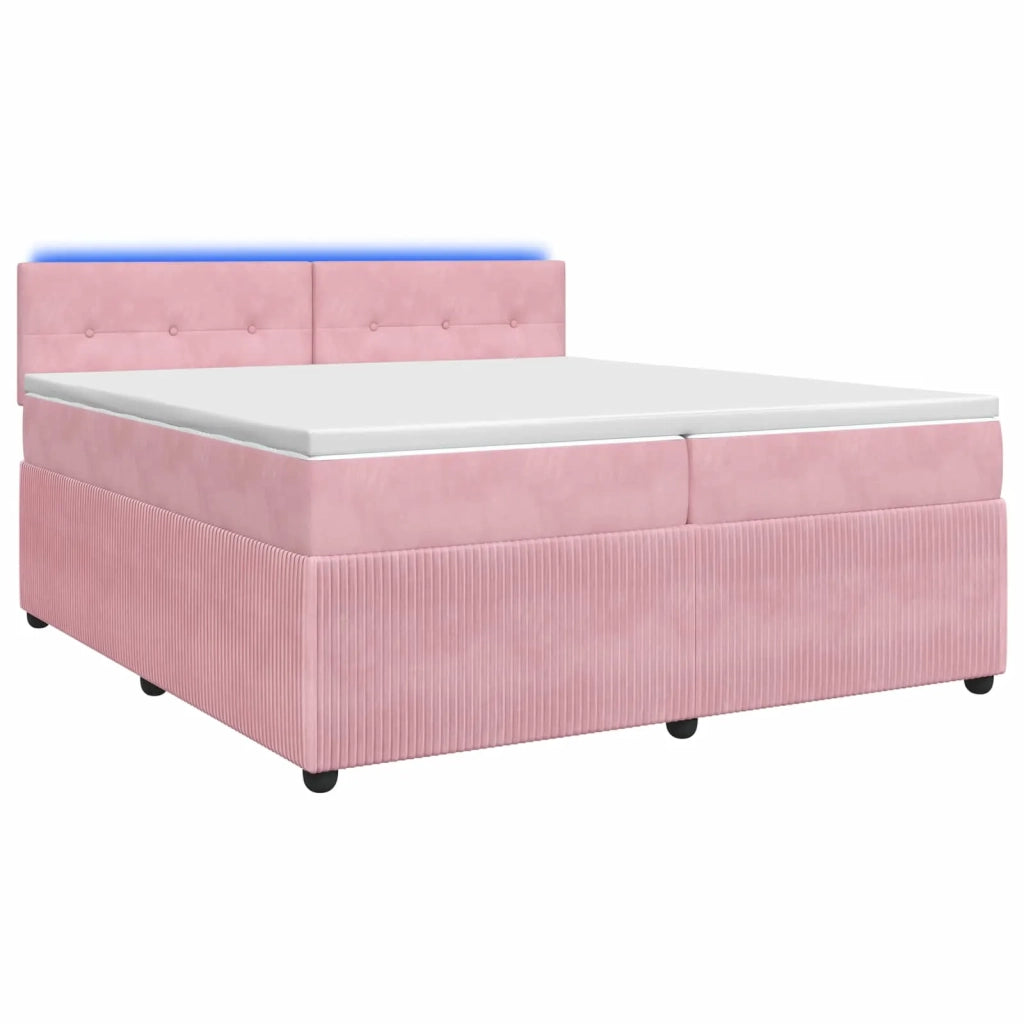Letto box spring con materasso Rosa 200 x 200 cm Velluto 3453214