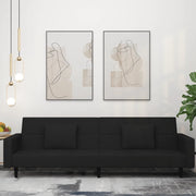 Divano Letto a 2 Posti con 2 Cuscini-Sofa Letto 2 Posti-Daybed Nero in Velluto 907088