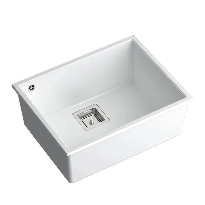 Lavello In Granito David 50 White Tappo rame spazzolato