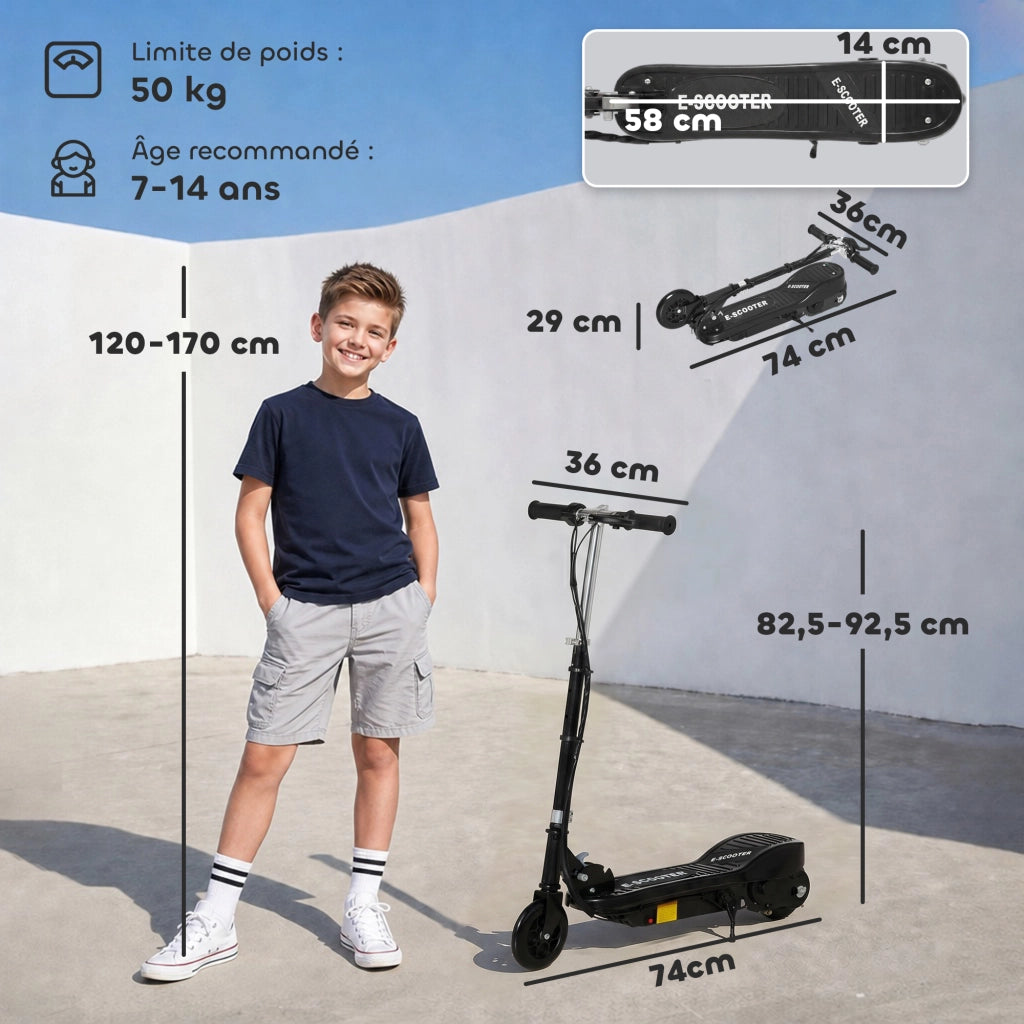 Monopattino Elettrico Pieghevole per Bambini ¨C Xylo ¨C 120W 12km/h 7+ Anni Nero