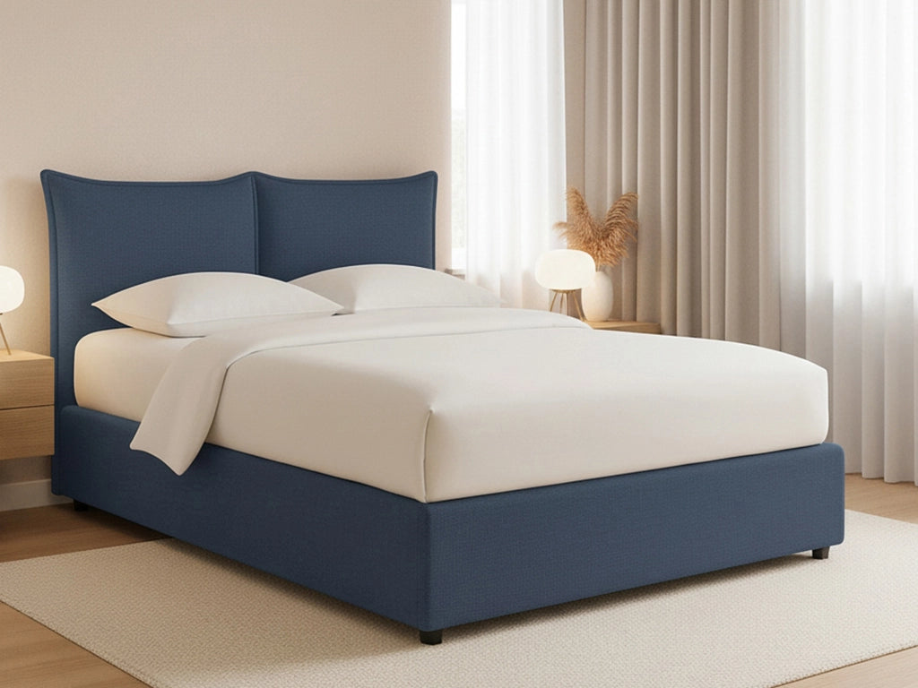 Penzance, Letto Piazza e Mezza Sfoderabile Made in Italy, blu