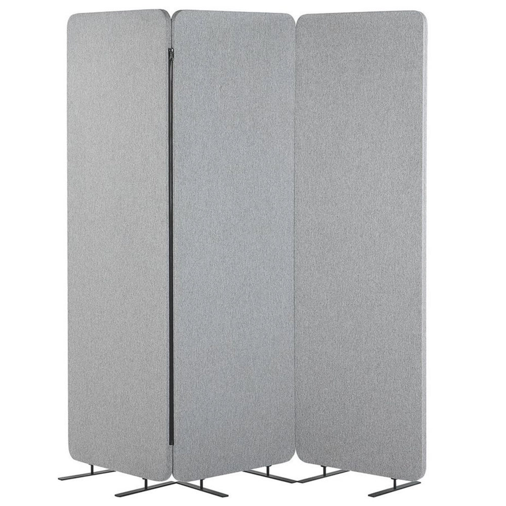 Paravento acustico a 3 ante separè divisorio ufficio grigio chiaro