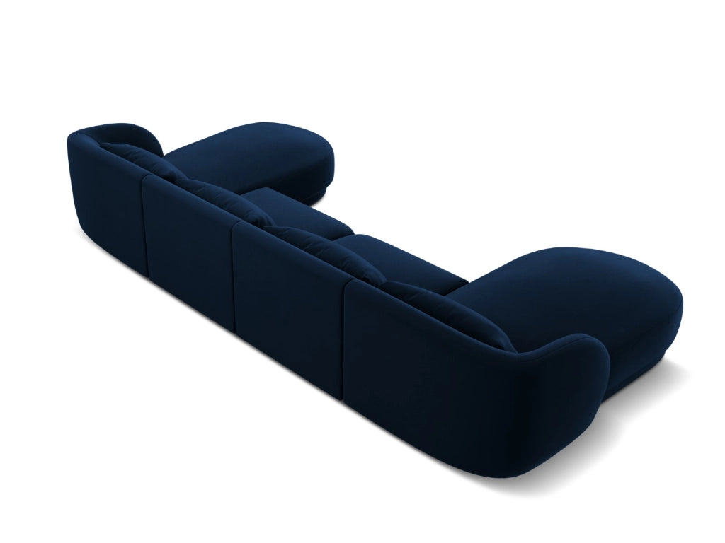 Cosmopolitan Design - Divano panoramico "Tulum" 5 posti in velluto blu reale 