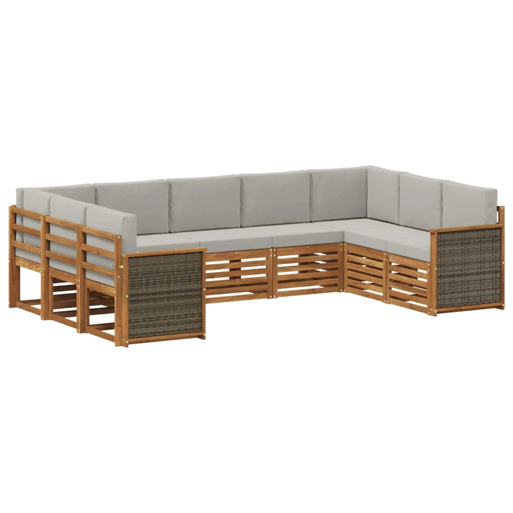 Set di divani da esterno 7 pz Naturale e Grigio Chiaro 3384827